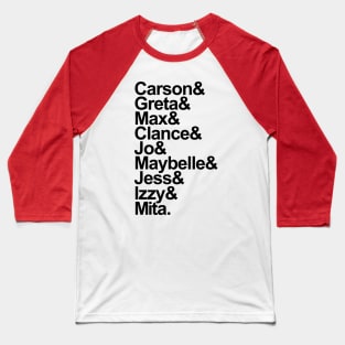 A League of Their Own (2022) Character List (Black) Baseball T-Shirt